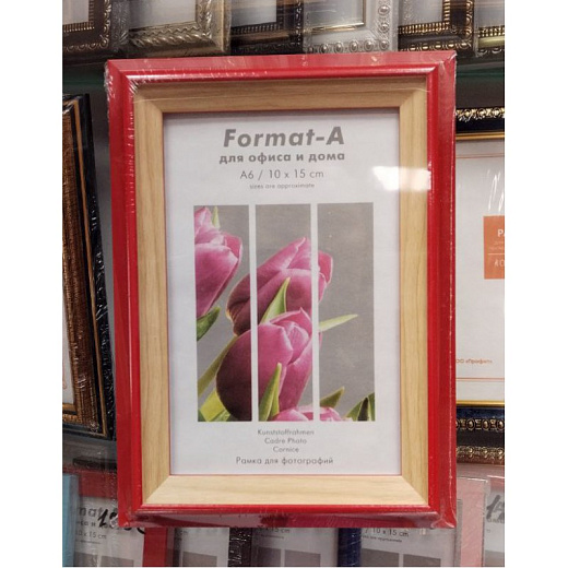 Фоторамка Формат-А пластиковая "Фиеста" красная 10x15