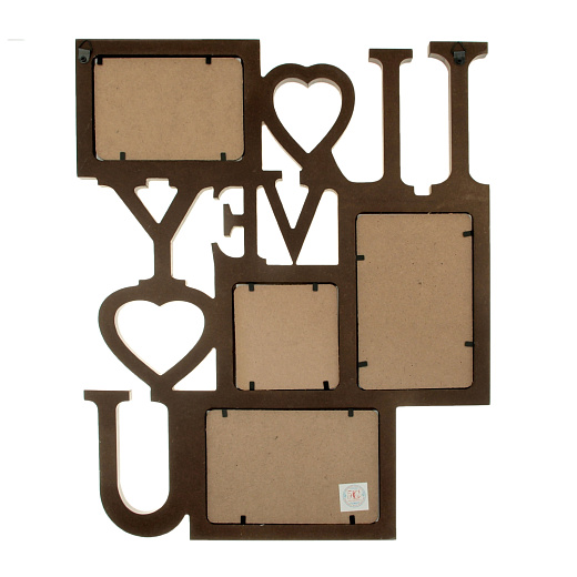 Фоторамка дерево на 4 фото 9×9 см, 9×13 см, 10×15 см I LOVE YOU 43.3×35.5×1.3 см
