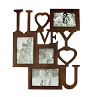 Фоторамка дерево на 4 фото 9×9 см, 9×13 см, 10×15 см I LOVE YOU 43.3×35.5×1.3 см