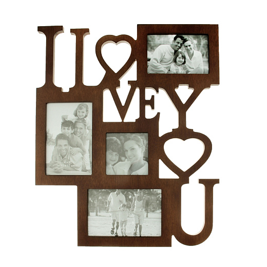 Фоторамка дерево на 4 фото 9×9 см, 9×13 см, 10×15 см I LOVE YOU 43.3×35.5×1.3 см